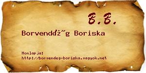 Borvendég Boriska névjegykártya